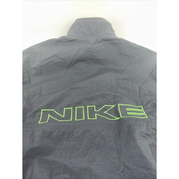 Vintage NIKE Jacket Black 1/4zip Green Spell out And Swoosh Men’s Size XL - Picture 2 of 14
